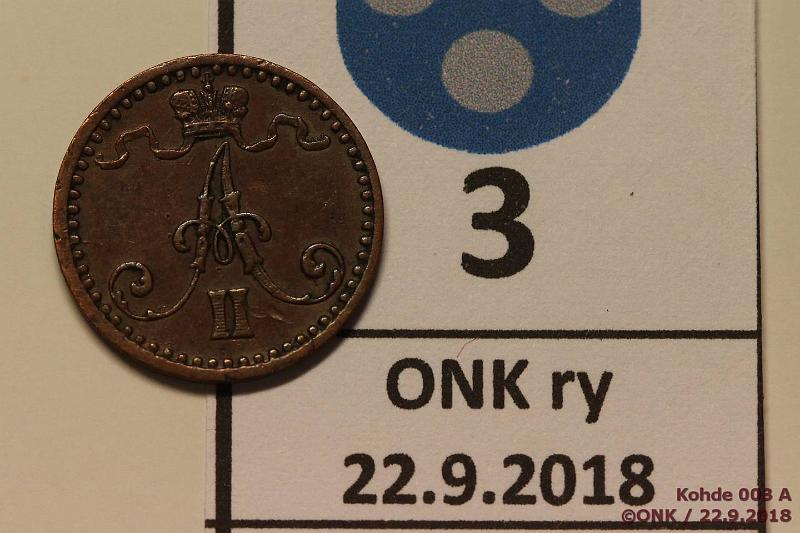 k-0003-a.jpg - Kohde 3 (kuva 1/2), lhthinta: 30 € / myyntihinta: 30 € 1 p 1869 SNY 5.1, epij, tumma patina, hyv kansiokappale!, kunto: 7