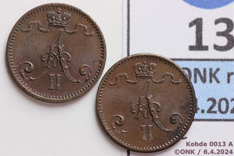 k-0013-a.jpg - Kohde 13 (kuva 1/2), lhthinta: 40 € / myyntihinta: 40 € 1 p 1873, -76 Tumma kaunis patina, kunto: 7