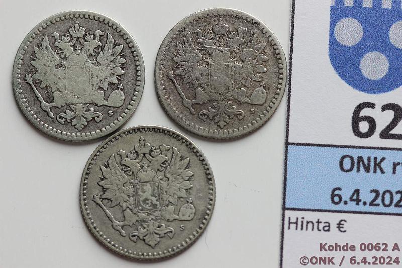 k-0062-a.jpg - Kohde 62 (kuva 1/3), lhthinta: 45 € / myyntihinta: 48 € 50 p 1864, -66, -69 Ag, -64 SNY 315.1.1.2, uusi rihlaus, kunto: 2-4