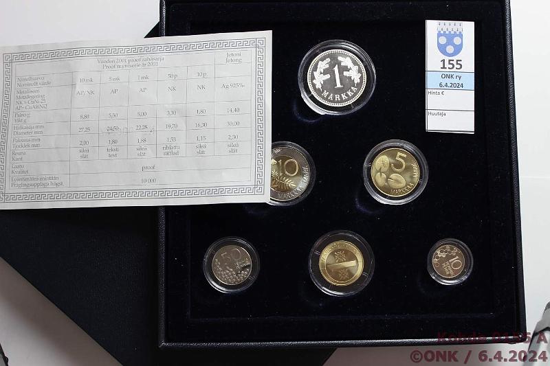 k-0155-a.jpg - Kohde 155 (kuva 1/2), lhthinta: 20 € / myyntihinta: 20 € 2001 Proof, viimeiset markat kotelossa, tod, kunto: 10