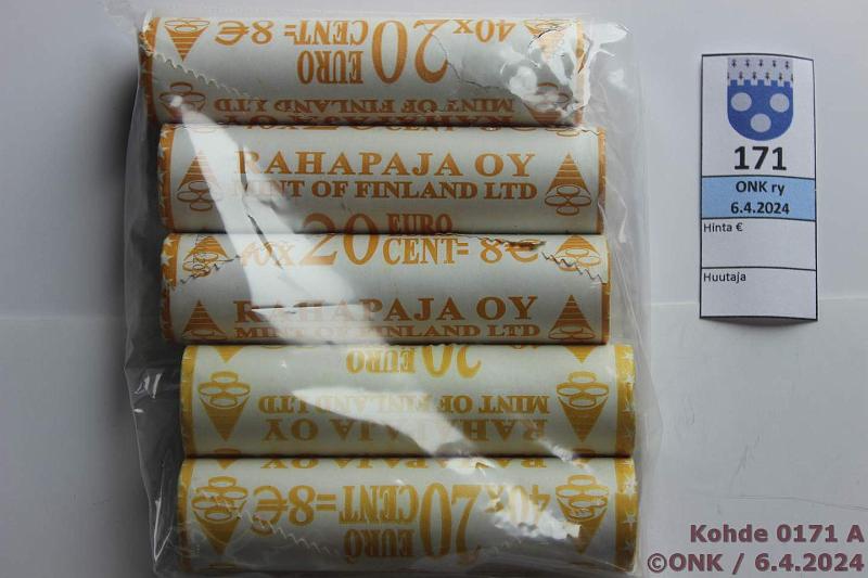 k-0171-a.jpg - Kohde 171, lhthinta: 35 € / myyntihinta: 35 € 20 c 1999(2), 2001, -05, -07 Suomi (-07 teippikorjaus), kunto: 9