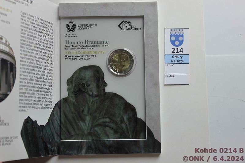 k-0214-b.jpg - Kohde 214 (kuva 2/2), lhthinta: 20 € / myyntihinta: 20 € 2 € 2014 San Marino kansissa, Bramante, kunto: 9