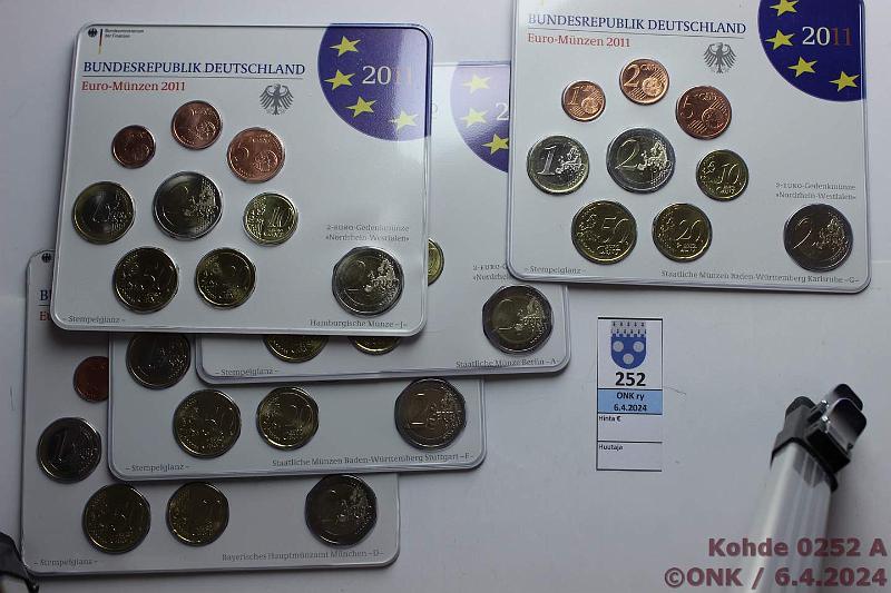 k-0252-a.jpg - Kohde 252 (kuva 1/2), lhthinta: 60 € / myyntihinta: 60 € Saksa A, D, F, G, J 2011, -12 (10) BU, kaikki 5 rahapajaa, kunto: 9