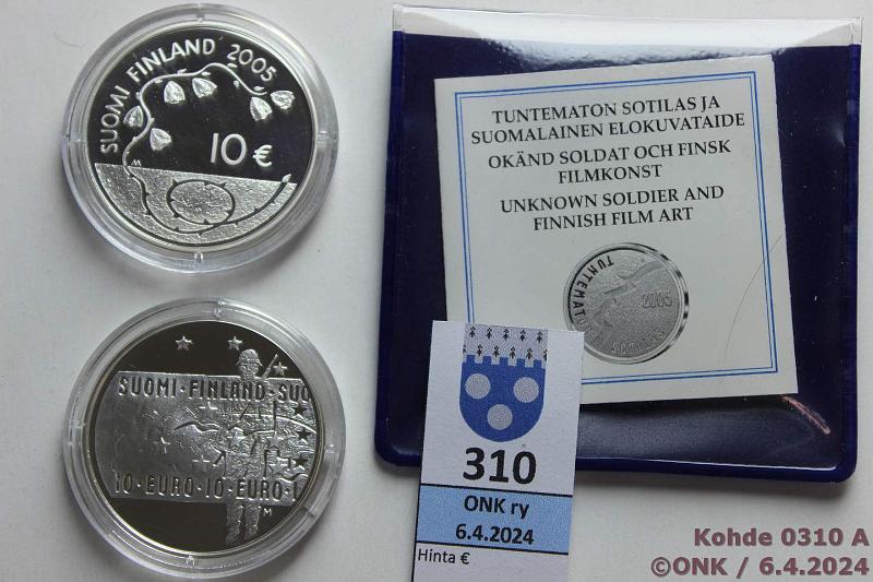 k-0310-a.jpg - Kohde 310, lhthinta: 25 € / myyntihinta: 32 € 10 € (2) 2005 Ag, Proof, Tuntematon sotilas, muovitasku+tod ja 60 rauhan vuotta, kunto: 10