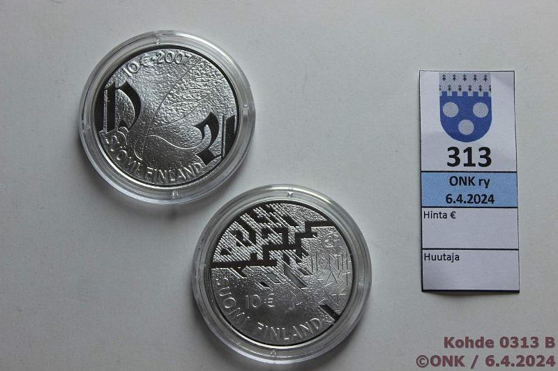 k-0313-b.jpg - Kohde 313 (kuva 2/2), lhthinta: 25 € / myyntihinta: 32 € 10 € (2) 2007 Ag, Proof, Nordenskild ja Agricola, kaps, kunto: 10