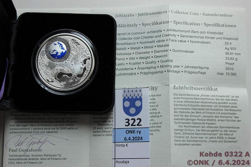 k-0322-a.jpg - Kohde 322, lhthinta: 25 € / myyntihinta: 25 € 20 € 2010 Ag, Proof, Lapset ja luovuus, kotelo+tod, kunto: 10