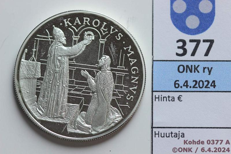 k-0377-a.jpg - Kohde 377 (kuva 1/2), lhthinta: 15 € / myyntihinta: 20 € Andorra 10 diner 1996 KM#121 Ag, Proof, 31,47g/925, Joan Marti i Alanis, hieman patinaa, kunto: 9