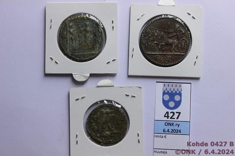 k-0427-b.jpg - Kohde 427 (kuva 2/2), lhthinta: 5 € / myyntihinta: 11 € Antiikin rahat (3) ? Br, ostaja tunnistaa, kunto: 3-5