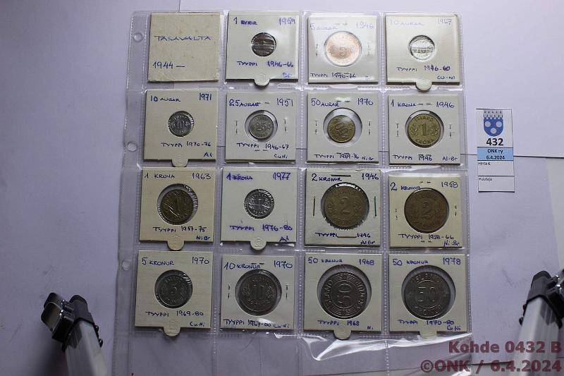 k-0432-b.jpg - Kohde 432 (kuva 2/3), lhthinta: 8 € / myyntihinta: 17 € Islanti (43) 1923-2001 Tyyppikokoelma 1ey-100k kansiolehdill kolikkotaskuissa, kunto: 4-8