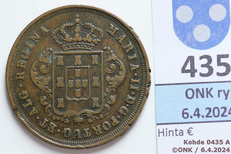 k-0435-a.jpg - Kohde 435 (kuva 1/2), lhthinta: 10 € / myyntihinta: 10 € Madeira 10 reis 1852 KM#2 Cu, rvja, kunto: 4