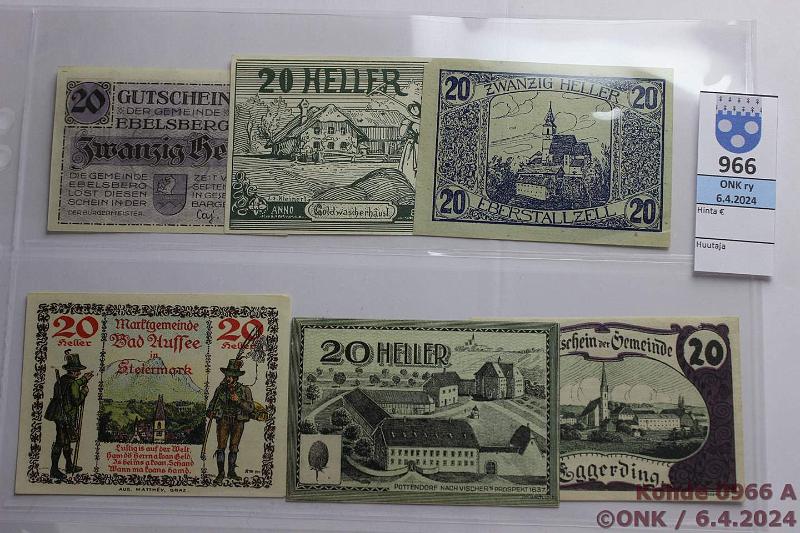 k-0966-a.jpg - Kohde 966 (kuva 1/2), lhthinta: 8 € / myyntihinta: 8 € Saksa + Itvalta 20 heller (12) 1920 Erilaisia kaupunkiseteleit, 2 taitettua, yhdess kulmapuutos, muut kl 9, kunto: 5-9