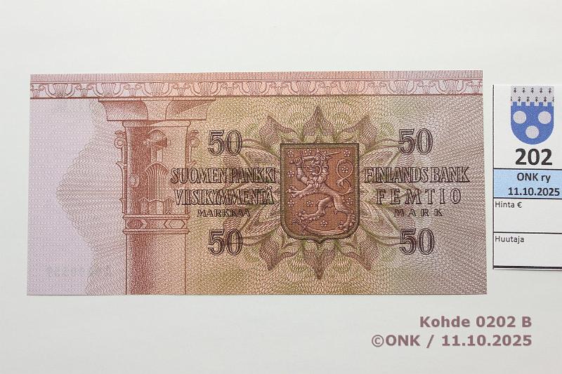 k-0202-b.jpg - Kohde 202 (kuva 2/2), l�ht�hinta: 50 &euro; / myyntihinta: 52 &euro; 50 mk 1977 SNY 171.1.1 A0000339 HET-Ko1, pienehk� n:o, kunto: 9