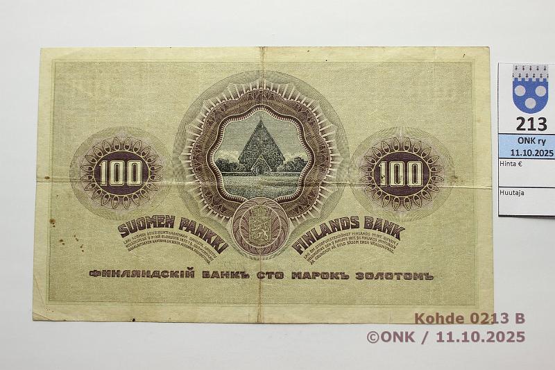 k-0213-b.jpg - Kohde 213 (kuva 2/2), l�ht�hinta: 50 &euro; / ei tarjouksia 100 mk 1909 KV SNY 176.3 2891360 J�R-The, kunto: 5