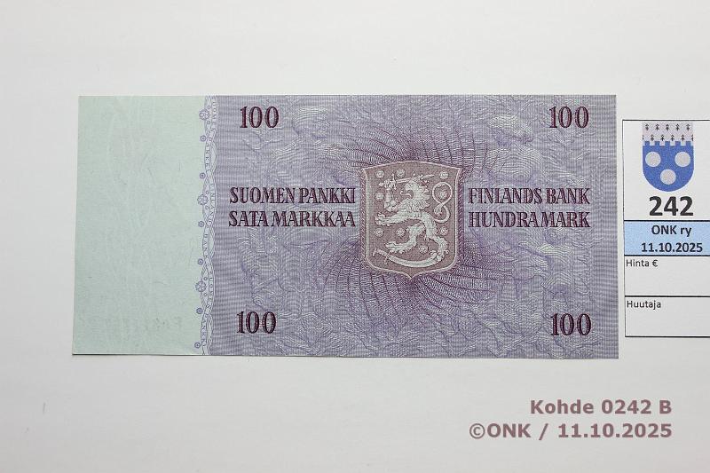 k-0242-b.jpg - Kohde 242 (kuva 2/2), l�ht�hinta: 45 &euro; / ei tarjouksia 100 mk 1963 LA SNY 183.3.1 F0811757 SIM-Tam, kunto: 9