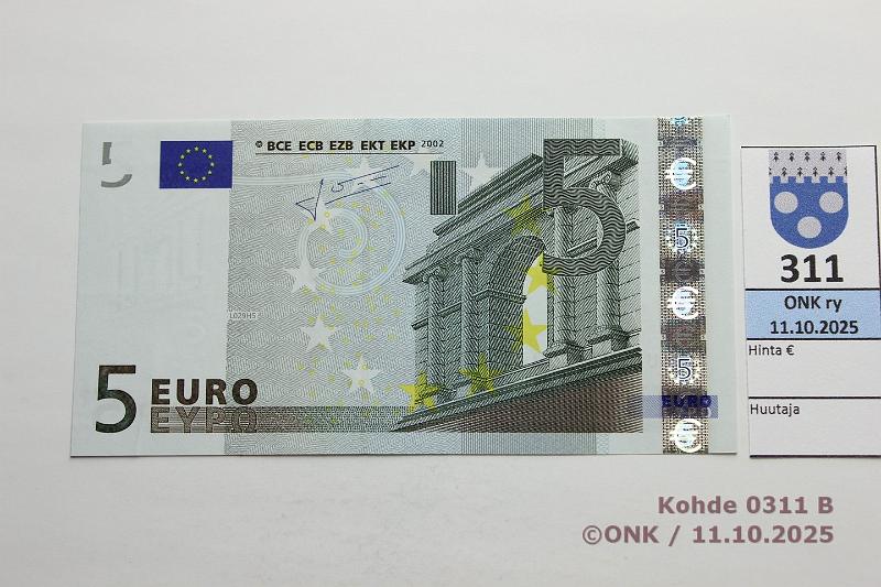 k-0311-b.jpg - Kohde 311 (kuva 2/2), l�ht�hinta: 15 &euro; / ei tarjouksia Ranska 1/2/U/L29 U48773550947 L029 H5 Tri, var A, painuma, pvtahra, kunto: 8