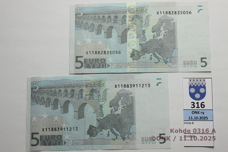 k-0316-a.jpg - Kohde 316 (kuva 1/2), l�ht�hinta: 25 &euro; / ei tarjouksia Saksa (2) 1/1/X/P9 X11883911213 P009 B5 Dui, X11882835056 P009 F5 Dui, var A, painaumia, kunto: 9, 8