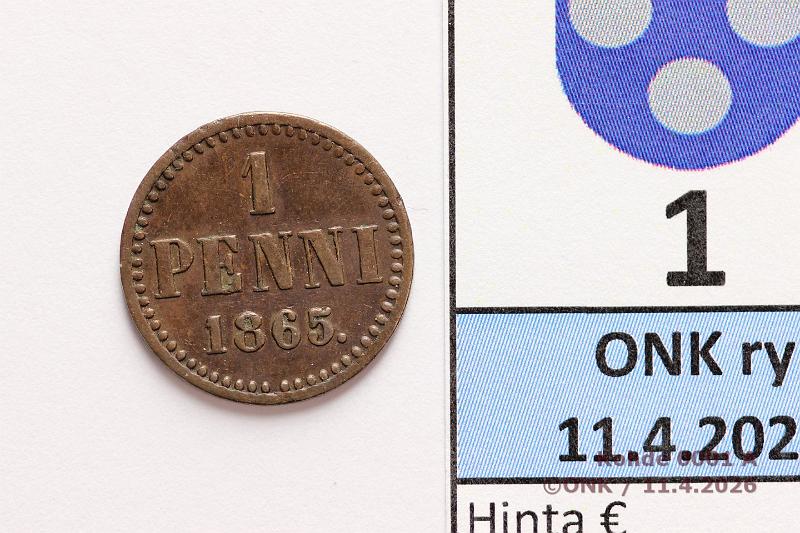 k-0001-a.jpg - Kohde 1 (kuva 1/2), l�ht�hinta: 40 &euro; / myyntihinta: 40 &euro; 1 p 1865 SNY 2.1, eprv, kunto: 5