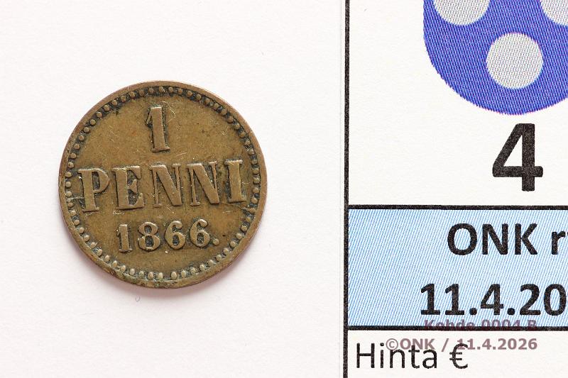 k-0004-b.jpg - Kohde 4 (kuva 2/2), l�ht�hinta: 20 &euro; / myyntihinta: 20 &euro; 1 p 1866 SNY 3.2.1, kunto: 4/5