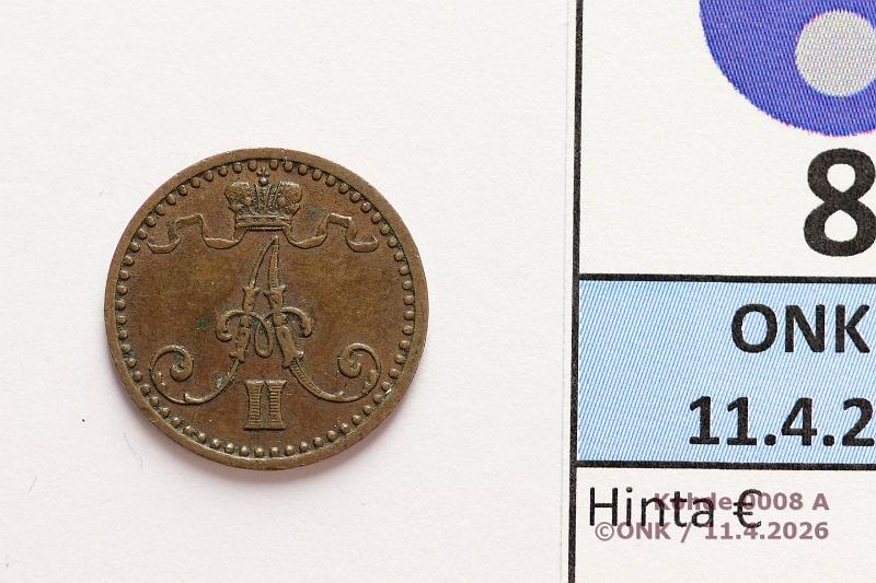 k-0008-a.jpg - Kohde 8 (kuva 1/2), l�ht�hinta: 20 &euro; / myyntihinta: 34 &euro; 1 p 1869 SNY 5.1.1, kunto: 4/5