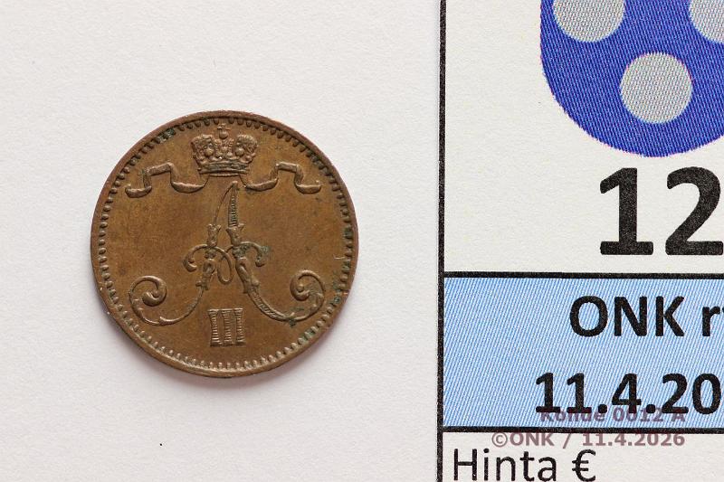 k-0012-a.jpg - Kohde 12 (kuva 1/2), l�ht�hinta: 60 &euro; / ei tarjouksia 1 p 1881 Pilkahdus leimakiiltoa, kunto: 7