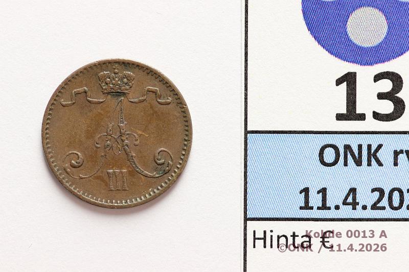 k-0013-a.jpg - Kohde 13 (kuva 1/2), l�ht�hinta: 80 &euro; / myyntihinta: 82 &euro; 1 p 1882 , kunto: 5