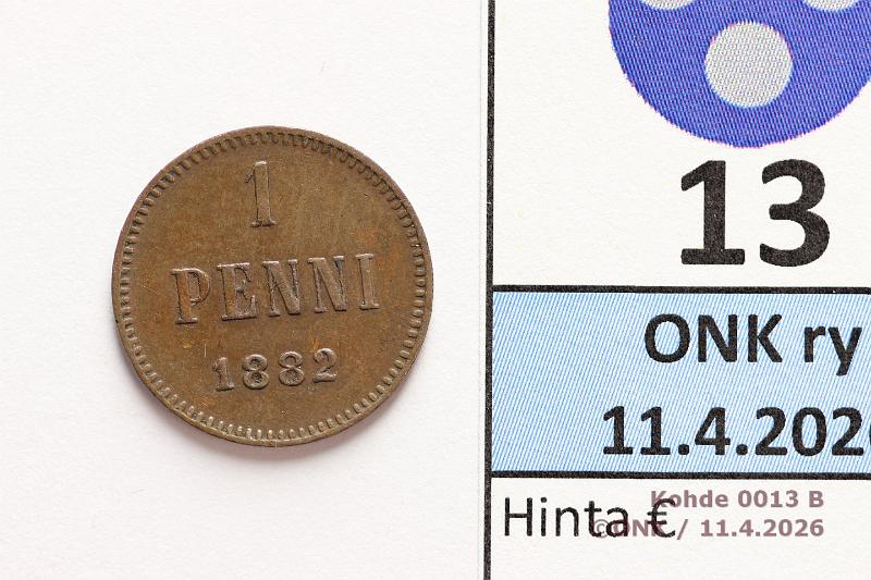k-0013-b.jpg - Kohde 13 (kuva 2/2), l�ht�hinta: 80 &euro; / myyntihinta: 82 &euro; 1 p 1882 , kunto: 5