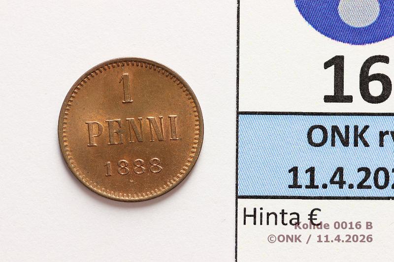 k-0016-b.jpg - Kohde 16 (kuva 2/2), l�ht�hinta: 20 &euro; / myyntihinta: 48 &euro; 1 p 1888 Loistelias!, kunto: 9