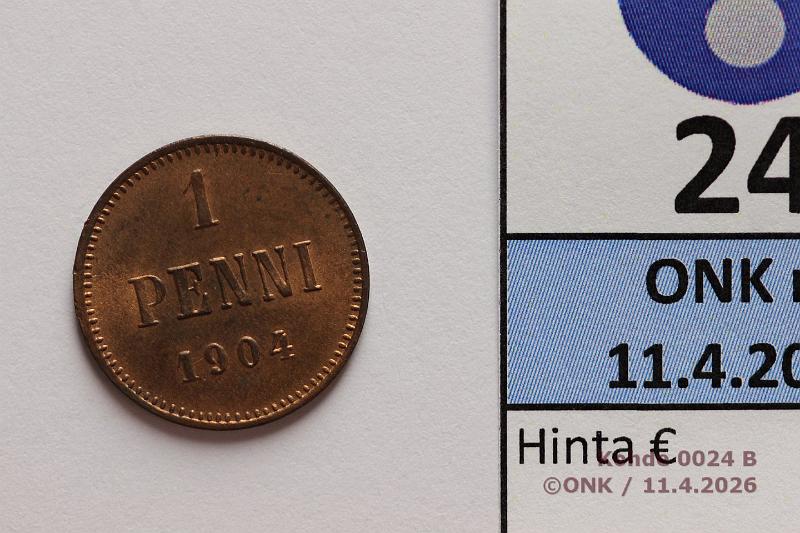 k-0024-b.jpg - Kohde 24 (kuva 2/2), l�ht�hinta: 15 &euro; / myyntihinta: 21 &euro; 1 p 1904 Leimakiiltoa, kunto: 8