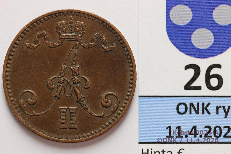 k-0026-a.jpg - Kohde 26 (kuva 1/2), l�ht�hinta: 25 &euro; / myyntihinta: 125 &euro; 5 p 1865 , kunto: 6