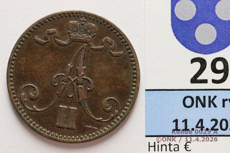 k-0029-a.jpg - Kohde 29 (kuva 1/2), l�ht�hinta: 30 &euro; / myyntihinta: 42 &euro; 5 p 1870 SNY 69.1.1, hyv� t�lle v:lle!, kunto: 5/6