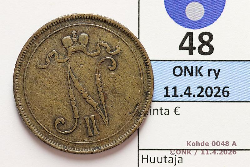 k-0048-a.jpg - Kohde 48 (kuva 1/2), l�ht�hinta: 25 &euro; / myyntihinta: 25 &euro; 10 p 1898 Liev�sti kiertynyt meisti, eprvja, kunto: 3