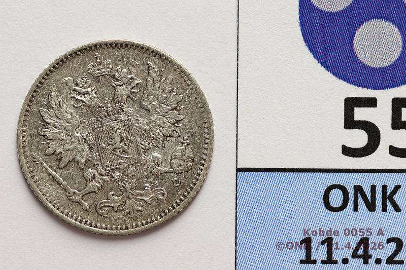 k-0055-a.jpg - Kohde 55 (kuva 1/2), l�ht�hinta: 15 &euro; / myyntihinta: 15 &euro; 25 p 1898 Ag, SNY 280.1, hnja, kunto: 7