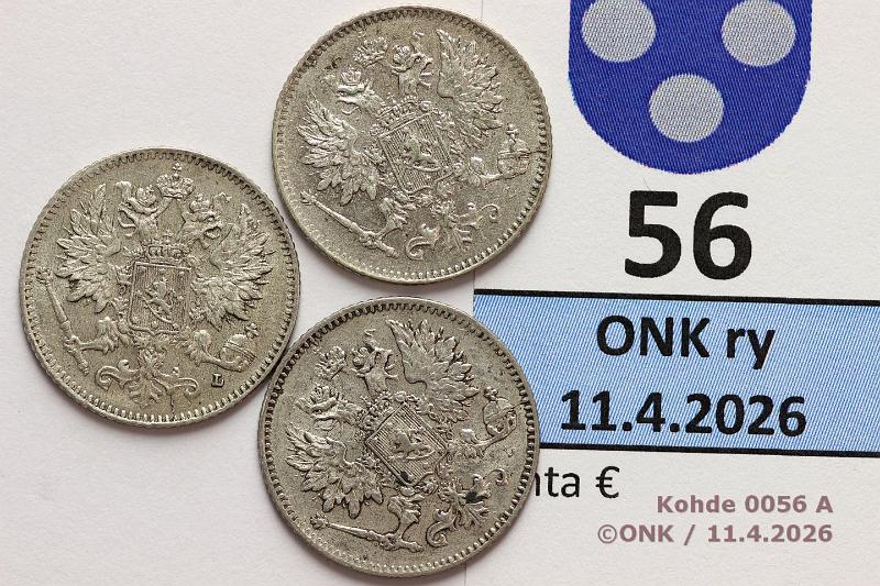 k-0056-a.jpg - Kohde 56 (kuva 1/2), l�ht�hinta: 15 &euro; / myyntihinta: 15 &euro; 25 p 1898 (3) Ag, SNY 280.1, kunto: 6