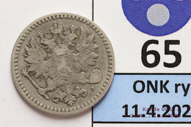 k-0065-a.jpg - Kohde 65 (kuva 1/2), l�ht�hinta: 5 &euro; / myyntihinta: 12 &euro; 50 p 1869 Ag, kunto: 3/4