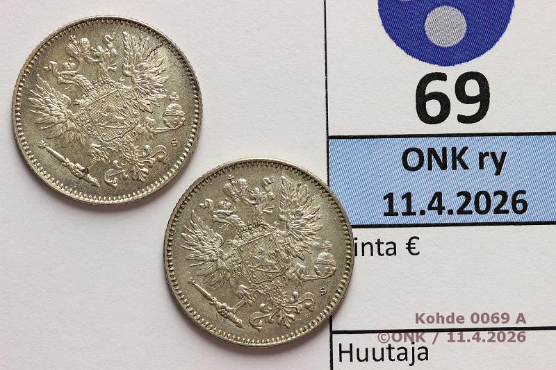k-0069-a.jpg - Kohde 69 (kuva 1/2), l�ht�hinta: 25 &euro; / myyntihinta: 25 &euro; 50 p 1914 (2) Ag, SNY 332.1.2, uudelleen kaiverrettu 4, kunto: 9