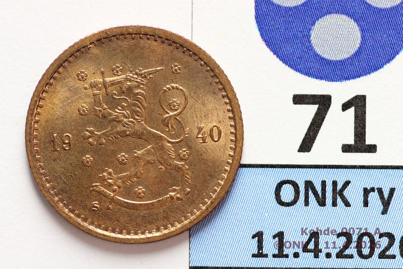 k-0071-a.jpg - Kohde 71 (kuva 1/2), l�ht�hinta: 15 &euro; / myyntihinta: 15 &euro; 50 p 1940 Cu, SNY 347, eritt�in kaunis!, kunto: 9