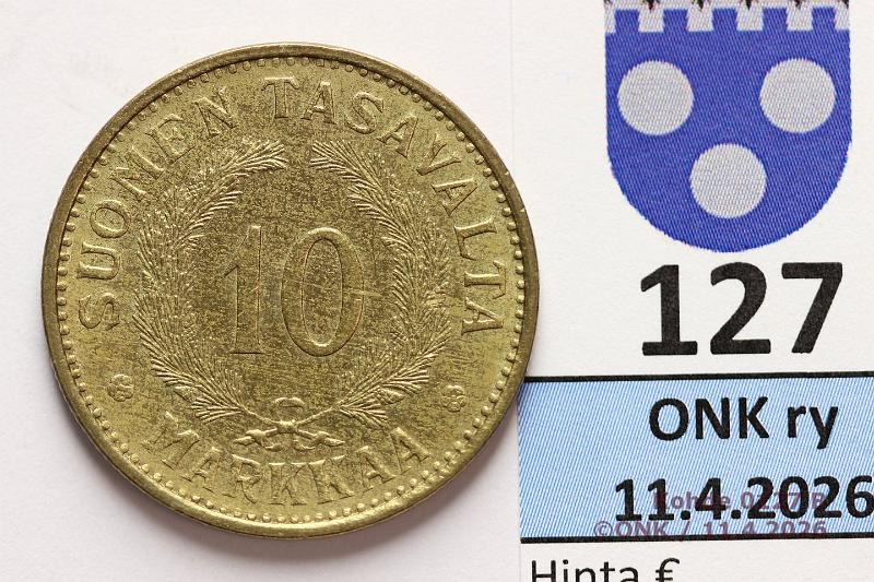 k-0127-b.jpg - Kohde 127 (kuva 2/2), l�ht�hinta: 20 &euro; / myyntihinta: 20 &euro; 10 mk 1937 Kaunis!, kunto: 7