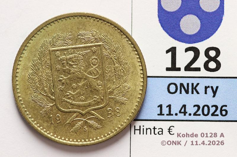 k-0128-a.jpg - Kohde 128 (kuva 1/2), l�ht�hinta: 20 &euro; / myyntihinta: 20 &euro; 10 mk 1938 Eritt�in kaunis!, kunto: 8