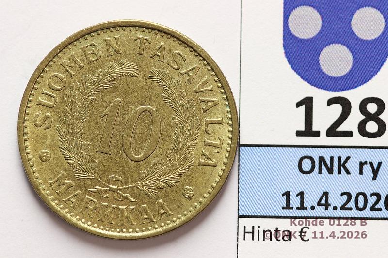k-0128-b.jpg - Kohde 128 (kuva 2/2), l�ht�hinta: 20 &euro; / myyntihinta: 20 &euro; 10 mk 1938 Eritt�in kaunis!, kunto: 8