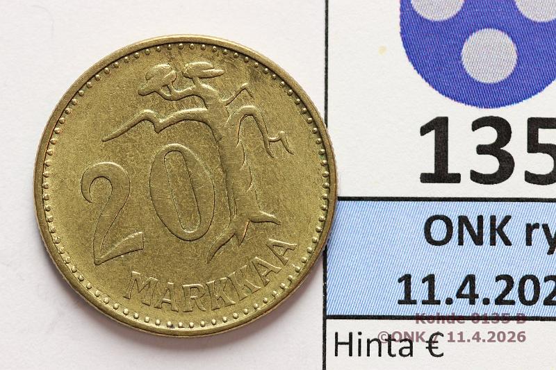 k-0135-b.jpg - Kohde 135 (kuva 2/2), l�ht�hinta: 5 &euro; / myyntihinta: 5 &euro; 20 mk 1954 SNY 626.1.2, eritt�in kaunis!, kunto: 8