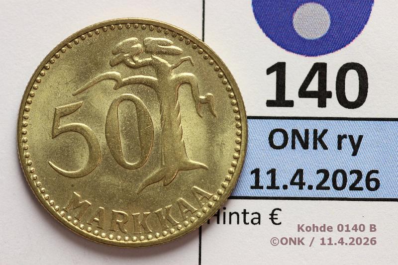 k-0140-b.jpg - Kohde 140 (kuva 2/2), l�ht�hinta: 50 &euro; / myyntihinta: 50 &euro; 50 mk 1958 Loistelias!, kunto: 9