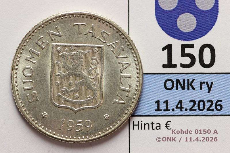 k-0150-a.jpg - Kohde 150 (kuva 1/2), l�ht�hinta: 30 &euro; / myyntihinta: 42 &euro; 200 mk 1959 Ag, loistelias!, kunto: 9