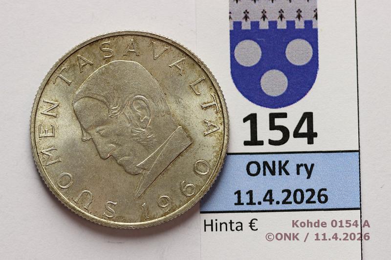 k-0154-a.jpg - Kohde 154 (kuva 1/2), l�ht�hinta: 15 &euro; / myyntihinta: 15 &euro; 1000 mk 1960 Ag, kunto: 8
