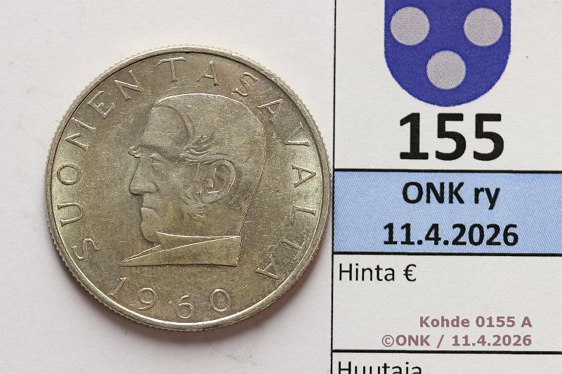 k-0155-a.jpg - Kohde 155 (kuva 1/2), l�ht�hinta: 15 &euro; / myyntihinta: 15 &euro; 1000 mk 1960 Ag, kunto: 8
