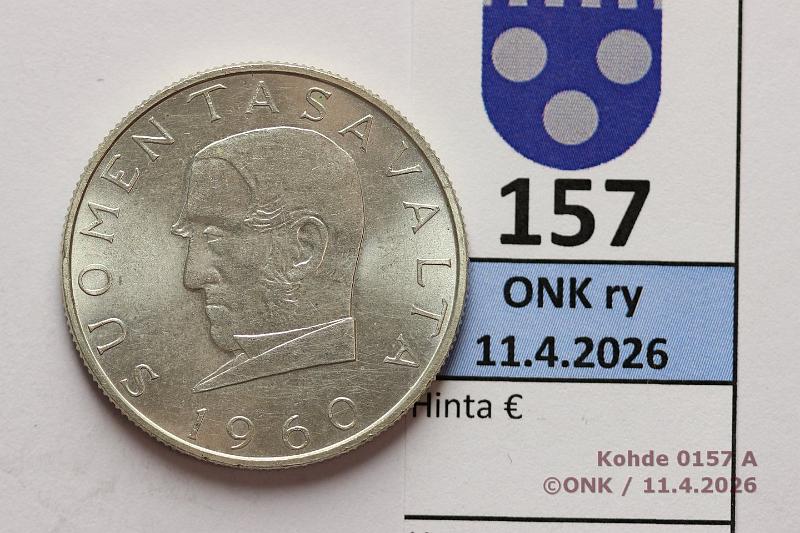 k-0157-a.jpg - Kohde 157 (kuva 1/2), l�ht�hinta: 15 &euro; / myyntihinta: 15 &euro; 1000 mk 1960 Ag, kunto: 9