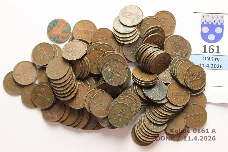 k-0161-a.jpg - Kohde 161, l�ht�hinta: 30 &euro; / myyntihinta: 30 &euro; 1 p 1888-1917 (167): Cu, peruskuntoinen er�, ainakin 2 x 1902, kunto: 4-7