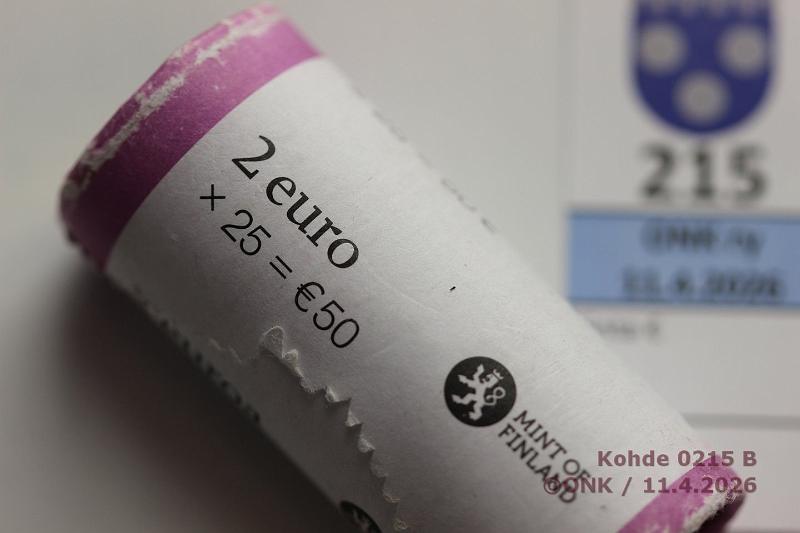 k-0215-b.jpg - Kohde 215 (kuva 2/2), l�ht�hinta: 65 &euro; / ei tarjouksia 2 ? 2011 Avaamaton sekarulla, SP 200 v. Vuosiluku n�kyy, toisessa p��ss� hilla, toisesssa joutsen. Nimellisarvo 50?, kunto: 9