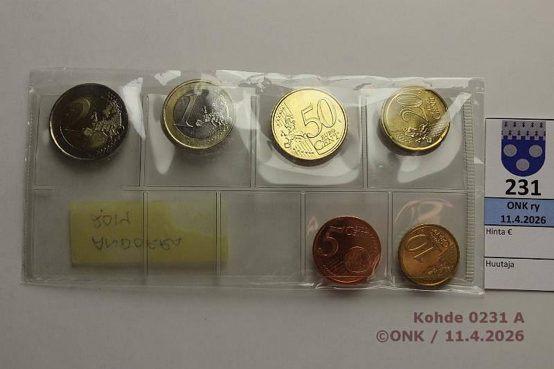 k-0231-a.jpg - Kohde 231 (kuva 1/2), l�ht�hinta: 5 &euro; / myyntihinta: 6 &euro; Andorra 5 s - 2 ? 2014 Sarja muoviliuskassa, kunto: 9