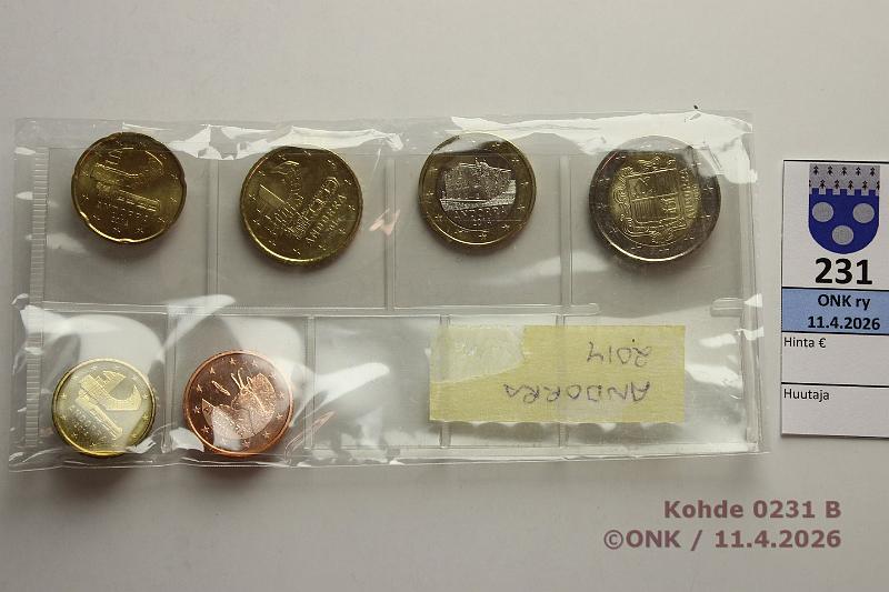 k-0231-b.jpg - Kohde 231 (kuva 2/2), l�ht�hinta: 5 &euro; / myyntihinta: 6 &euro; Andorra 5 s - 2 ? 2014 Sarja muoviliuskassa, kunto: 9