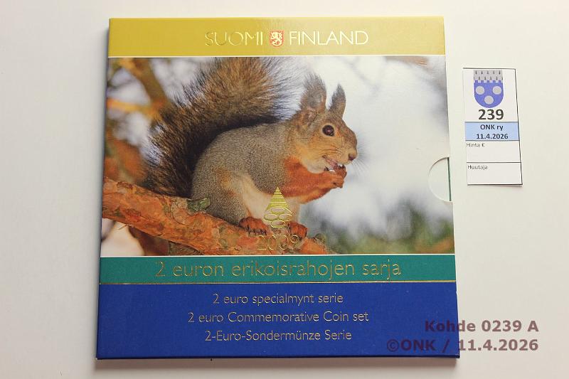 k-0239-a.jpg - Kohde 239 (kuva 1/2), l�ht�hinta: 50 &euro; / myyntihinta: 54 &euro; Suomi 2004-09 (7): Rp:n 2 ? rahasarja, jossa juhlarahat -04, -05, -06, -07 I+II, -08, -09 EMU, kunto: 9